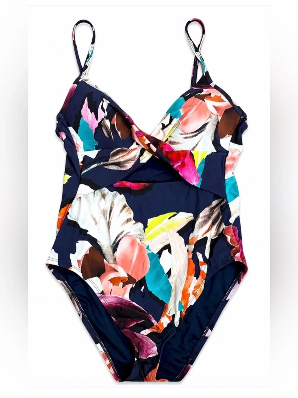 NEW KENNETH COLE NEW YORK DARK ROMANCE TWIST KEYHOLE ONE PIECE SWIMSUIT SZ M